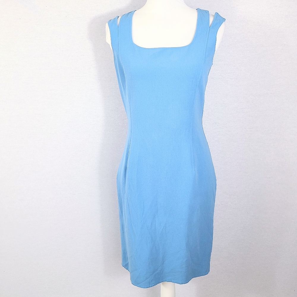 Michael Kors Italy Blue Square Neck Sheath Dress